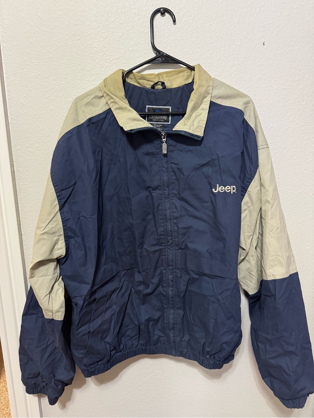 Holloway Navy and Tan Colorblock Windbreaker Jacket